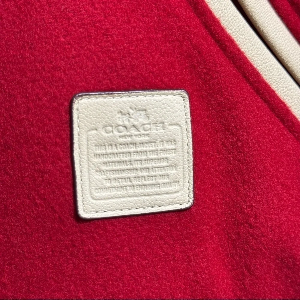 Coach • Varsity Wool & Leather Rocket Ship Patch Bomber Jacket US 6 RARE EUC
